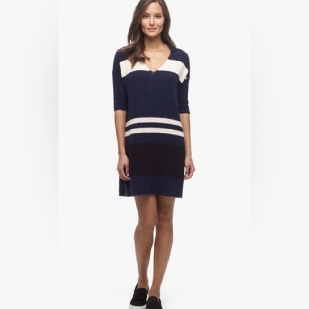 James Perse Navy and Cream Knit Dress